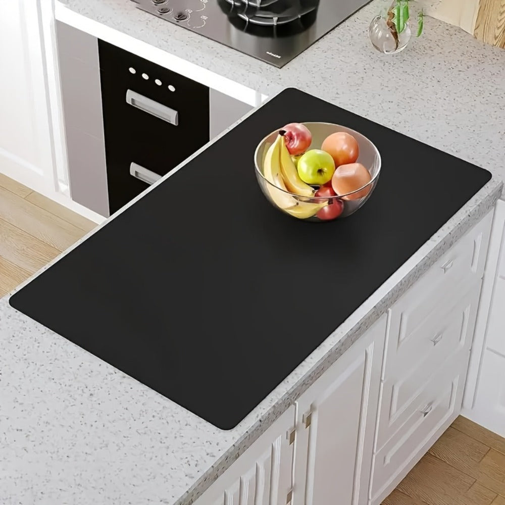 Kitchen Counter Mat Heat Resistant Countertop Protector Pad Extra Large Cuttable Non-Slip Mat for Kitchen Counter Dining Table - Waterproof Protective Mat 36 inch 47 inch Black Gray