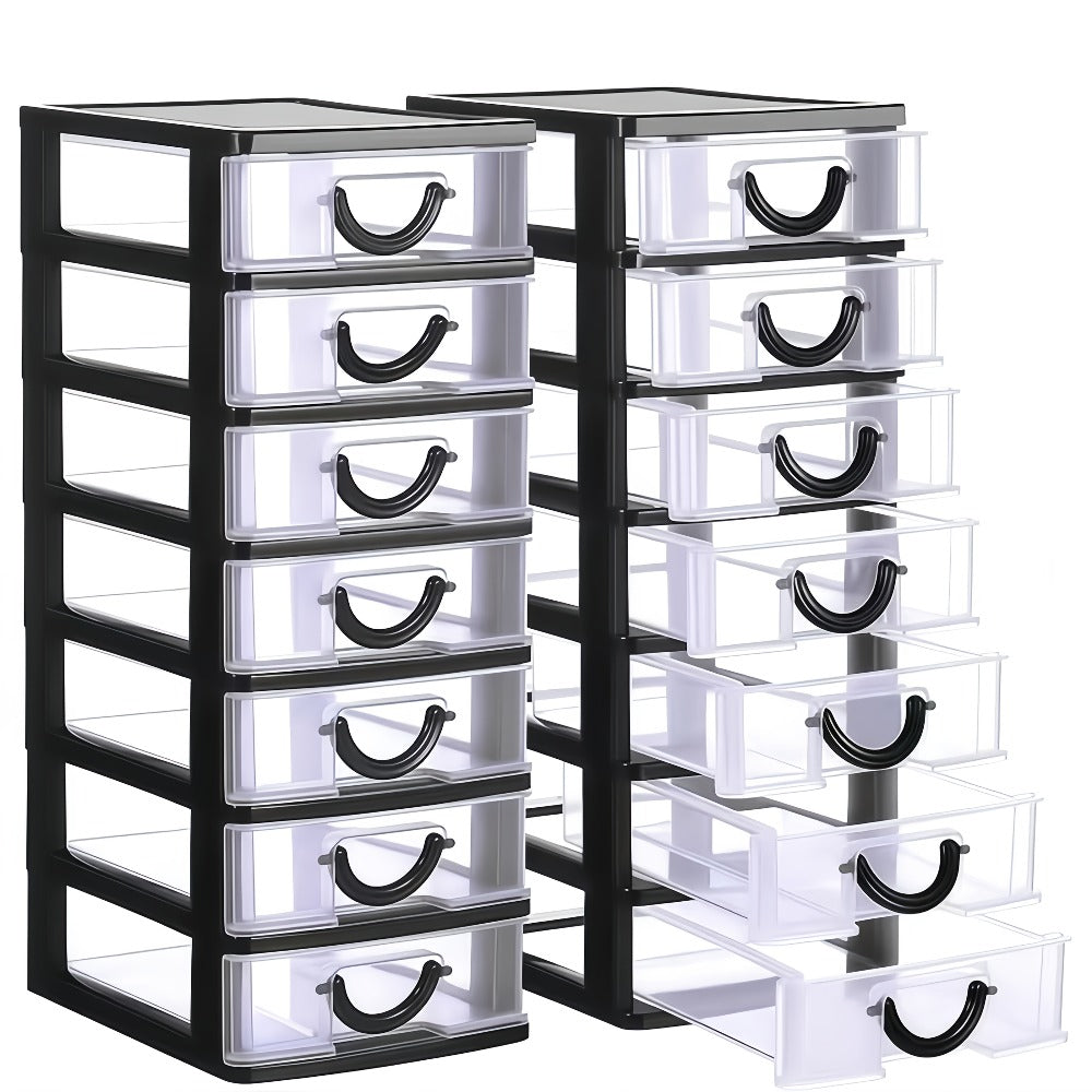 7-Drawer Desktop Organizer Clear Front Drawers Heavy-Duty Plastic Storage Box for Home Office, Jewelry, Craft & Small Parts ¨C Space-Saving Compact Design