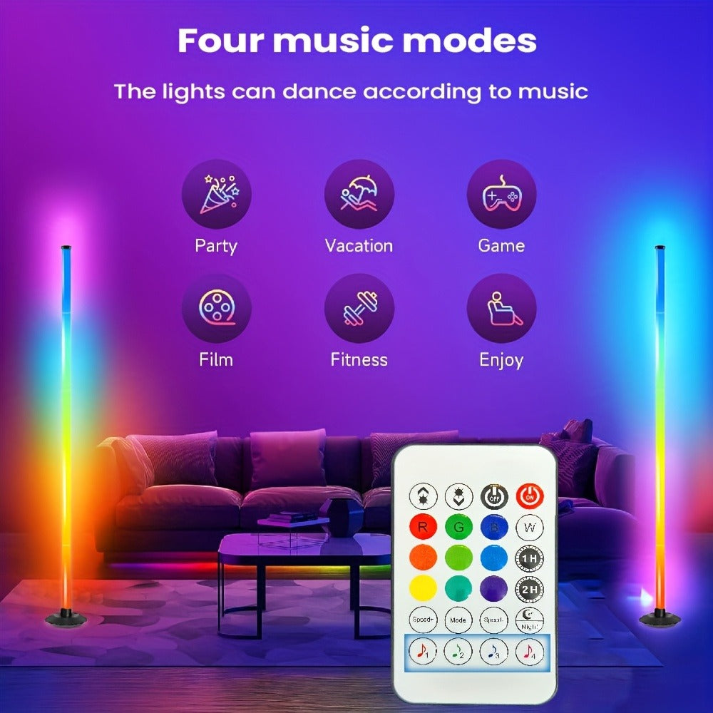 RGB Floor Lamp with Remote Control USB Powered | Color Changing LED Corner Lamp with Adjustable Brightness ¨C Modern Space-Themed Ambient Light for Living Room & Bedroom