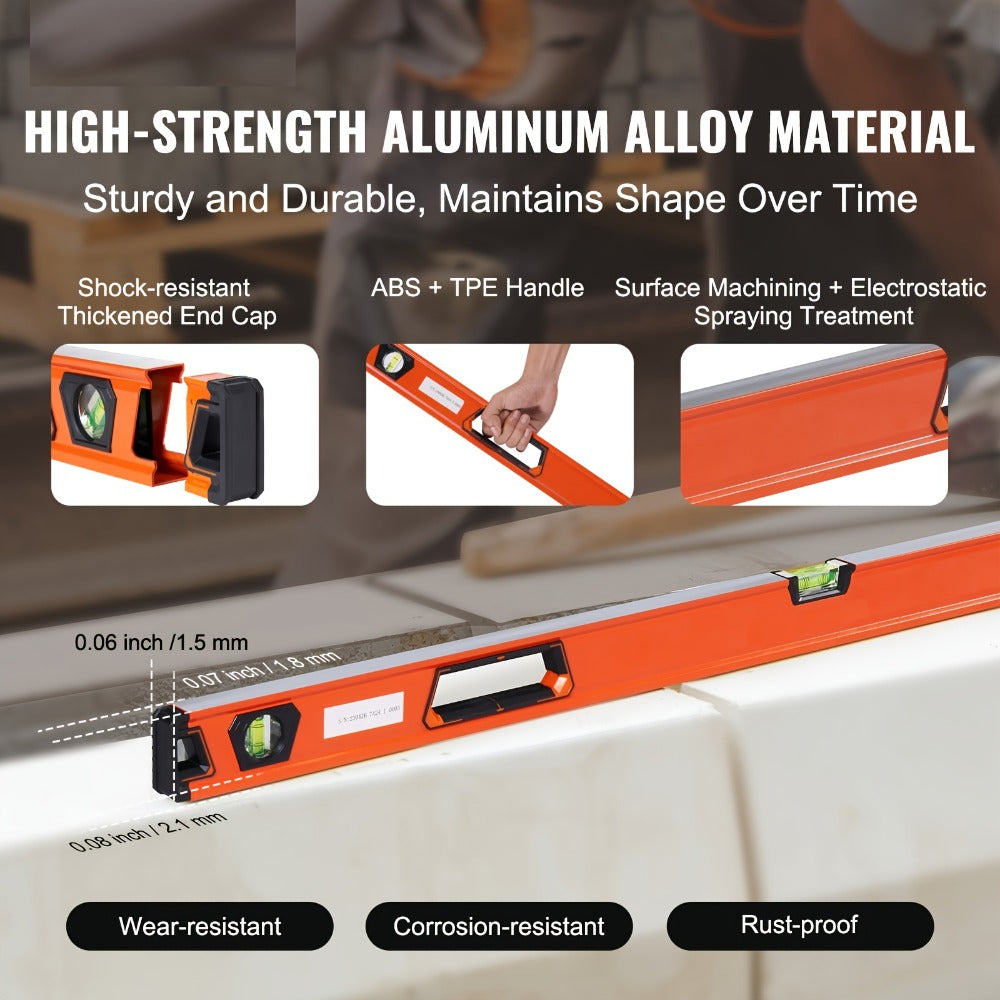 Torpedo Level Set 6-Piece Magnetic Aluminum Alloy | 10 16 24 32 48 78 Inch Spirit Level with 45 90 180 Degree Bubble Vials | Shock-Resistant Viewing Window Storage Bag Plumbing Woodworking Construction