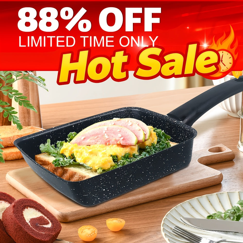 Tamagoyaki Pan Japanese Nonstick Rectangular Egg Pan for Omelettes & Rolls ¨C Induction Halogen Compatible Dishwasher Safe Wooden or Plastic Handle with Optional Silicone Spatula