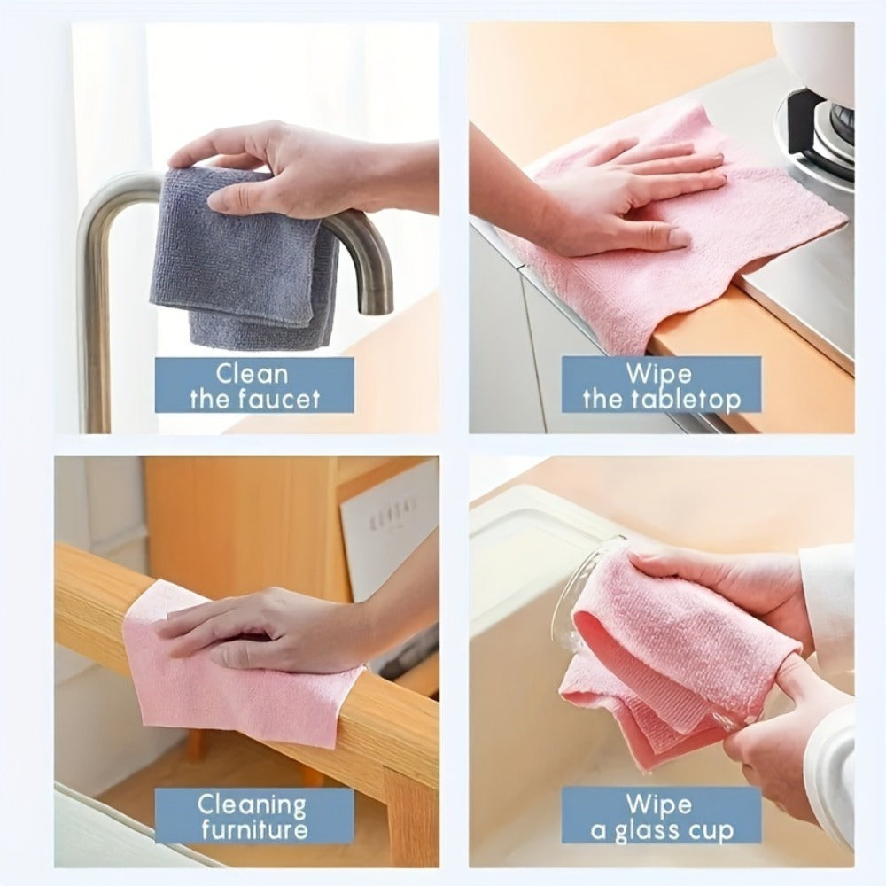 Reusable Microfiber Cleaning Towels 30-Pack, Kitchen Dish Cloth Roll, Absorbent Hand-Torn Disposable Napkins, Multi-Color Household Cleaning Cloths for Kitchen & Bath