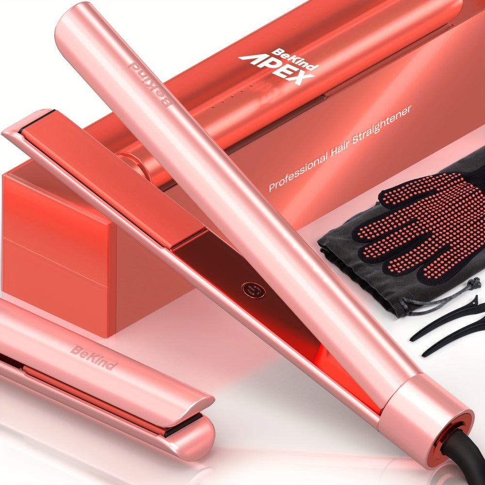 Hair Straightener Flat Iron 2-in-1 Curling Iron | 460¡ãF Professional Ceramic Plates | 15s Fast Heating | Temp Memory | UltraSmooth Anti-Frizz | Gift Set for Women Girls