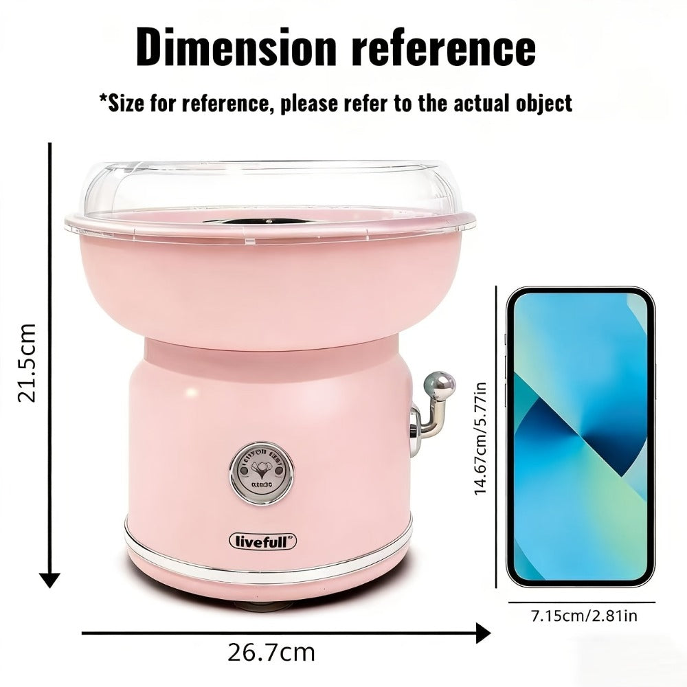 Cotton Candy Machine for Home & Commercial Use ¨C Desktop Tabletop Floss Maker, Food-Grade Anti-Scald Design, Makes Colorful Fancy Spun Sugar, Includes Colored Sugar & Rolling Sticks