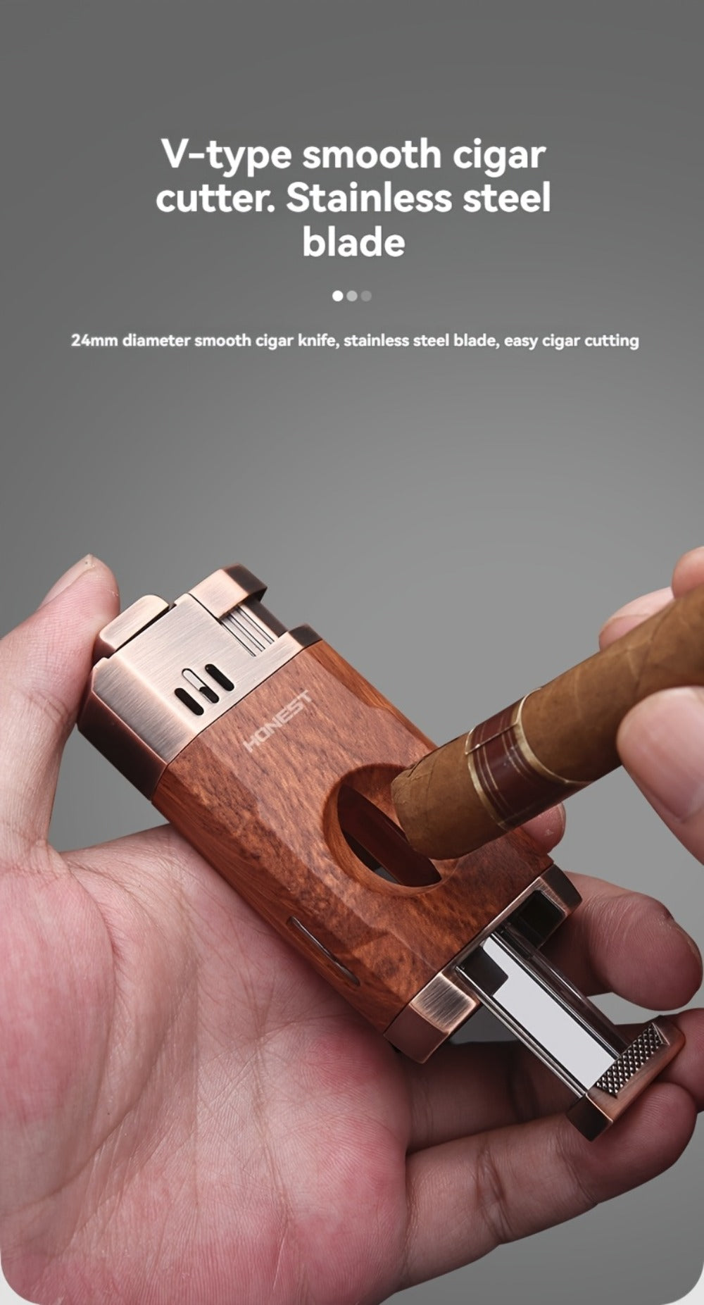 Cigar Torch Lighter with V-Shaped Cigar Cutter Built-in Clip Dual Windproof Jet Flame Visible Gas Window Integrated Cigar Lighter for Men Butane Gas Not Included