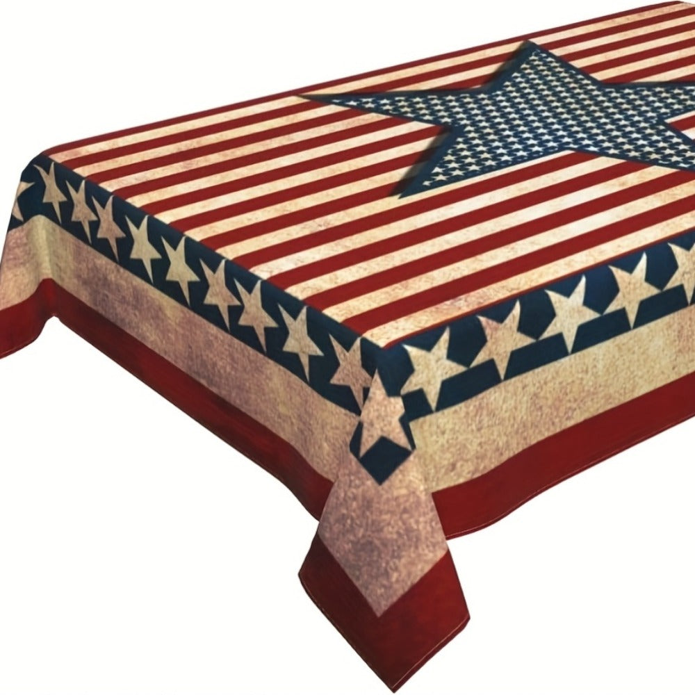 American Flag Rectangular Tablecloth Patriotic Memorial Day 4th of July Table Cover for Home Kitchen Dining Room