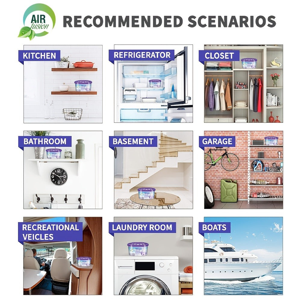 Moisture Absorber Dehumidifier Box 6-Pack ¨C Odor Eliminator & Humidity Controller for Closet, Bathroom, Kitchen, Pantry, Boat & RV ¨C Lavender Vanilla, Fresh Linen, Jasmine Blossom, Bamboo Charcoal