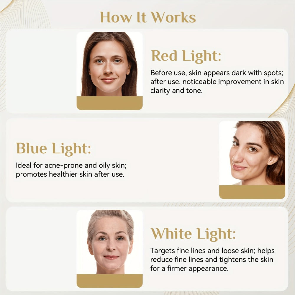 LED Light Therapy Face Mask 7 Color Red Light FDA Cleared Face and Neck Mask for Acne Whitening Anti-Aging Collagen Renewal Hydration Skin Care Home Use Rechargeable Portable