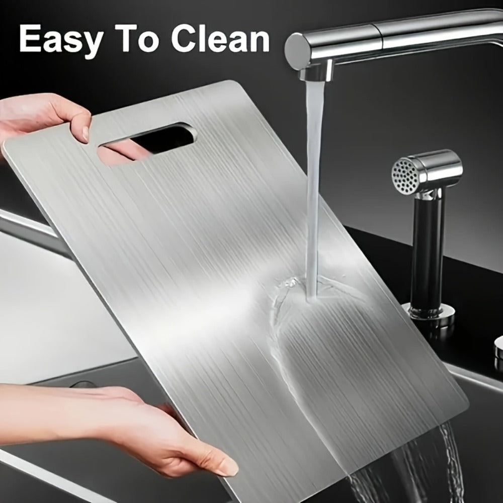 Stainless Steel Cutting Board Food Grade 304 Easy Clean, Space-Saving Flat Chopping Board for Kitchen Home Commercial Use, Rust-Resistant Hygienic Non-Porous Prep Board, 1 or 2-Pack