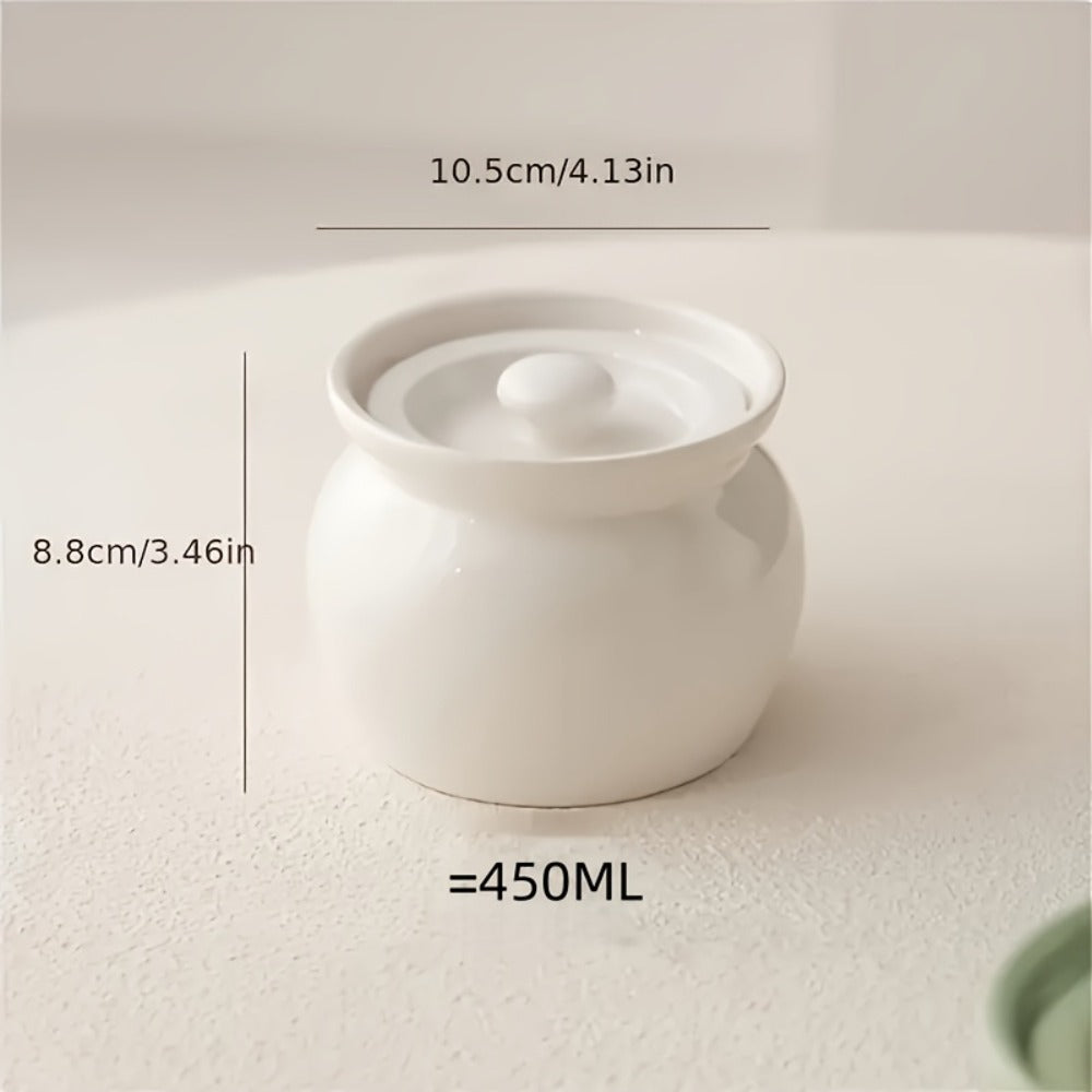Ceramic Steam Stewing Pot - Water-Separated Clay Pot for Soups, Stews & Slow Cooking, Household Steaming Pot with Lid for One Person, Heat-Resistant Soup Pot for Stovetop & Kitchen Use