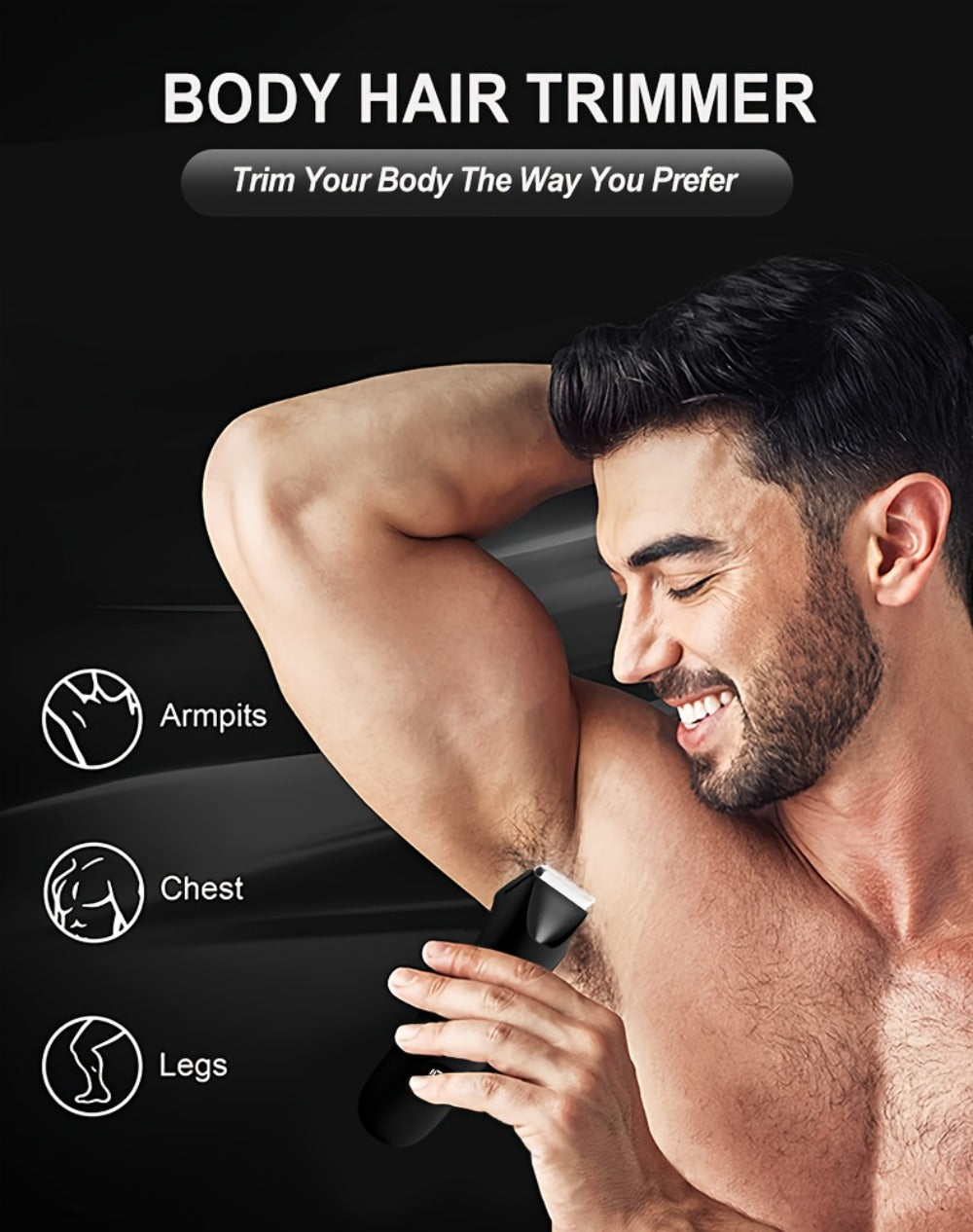 Men's Body Hair Trimmer USB Rechargeable - Chest, Leg & Armpit Hair Trimmer with LCD Display & LED Light, Cordless Electric Body Groomer for Men, Gift for Dad, Husband, Son, Birthday & Father's Day
