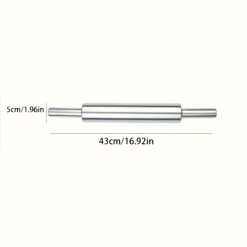 Stainless Steel Rolling Pin, Professional Non-Stick Dough Roller with Non-Slip Grip and Rounded Ends, Easy to Clean Baking Rolling Pin for Pizza Dough, Pie Crust, Pasta, Cookie, Bread, Multiple Sizes