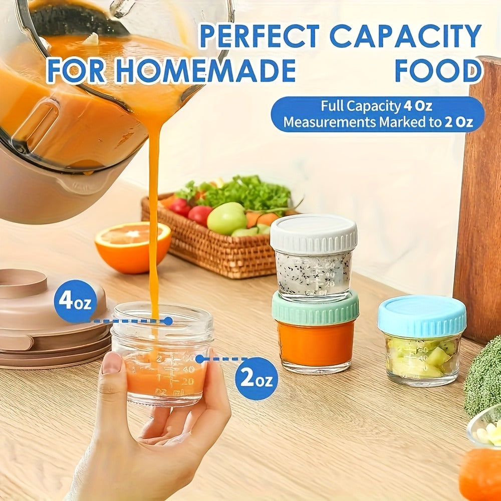 4oz Glass Food Storage Jars with Lids - 6pcs/10pcs Mini Mason Jars Microwave Dishwasher Freezer Safe for Jam Jelly Honey Spice Pickling Dessert Baby Food