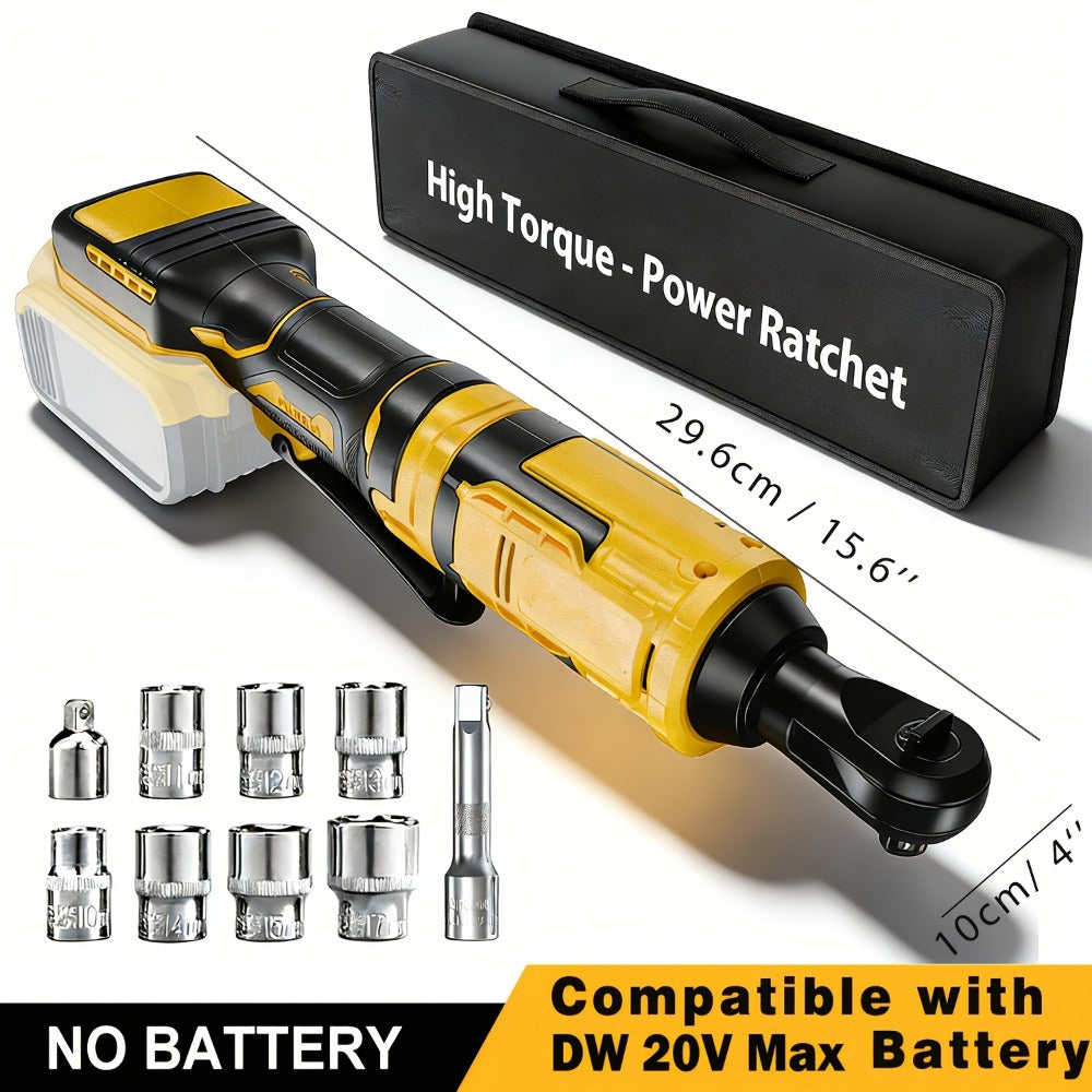 Cordless Electric Ratchet Wrench 3/8'' & 1/2'' Drive, Compatible with Dewalt 20V Max Battery, 88 Ft-lb High Torque, 0-400 RPM Variable Speed, 8 Sockets, Built-in LED Light (Battery Not Included)