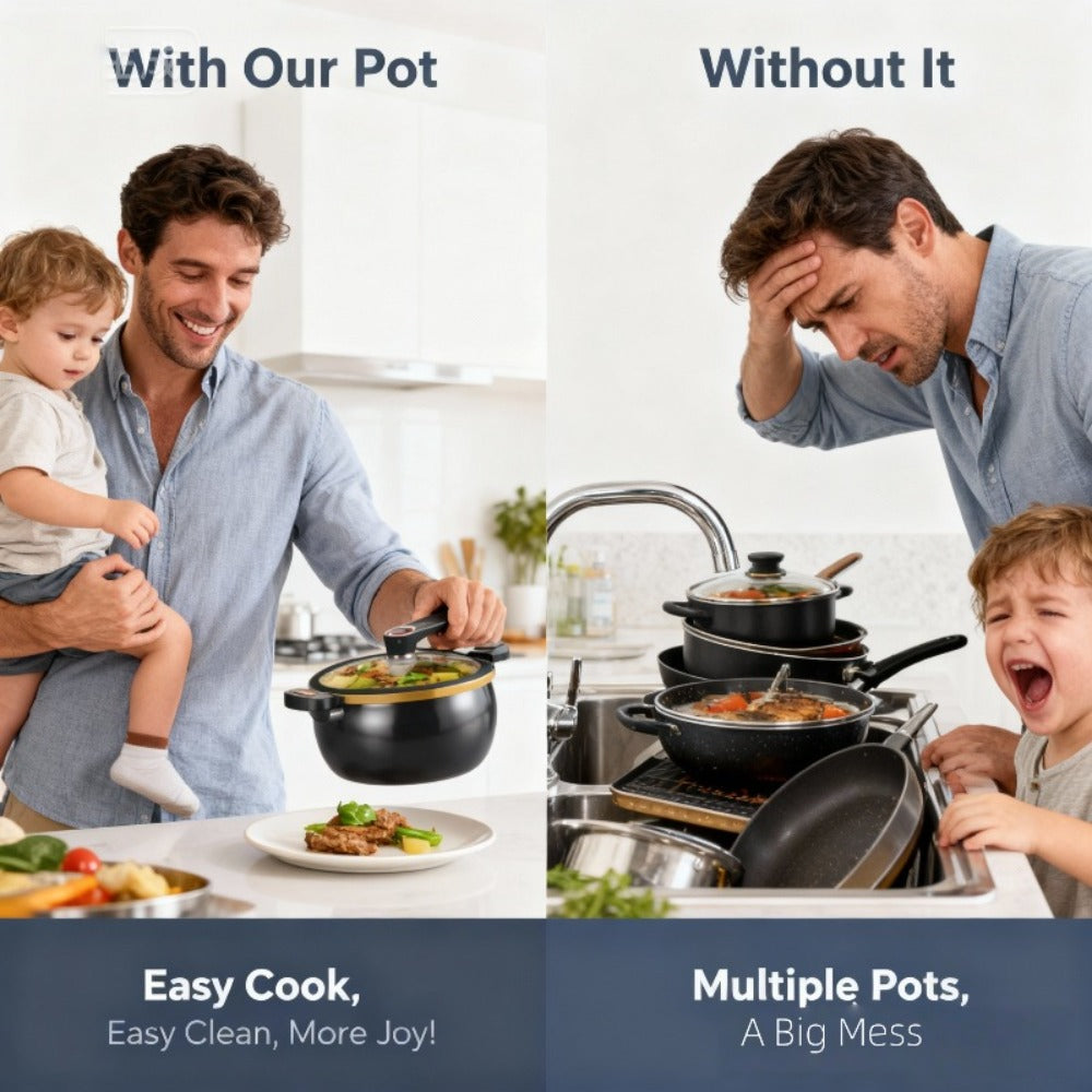 Nonstick Soup Pot Large Capacity 1.85 Gallon Twist Lock Handle Cooking Pot for Gas Stove Induction Cooker Open Flame Multifunctional Stew Pot for Home Restaurant Orange