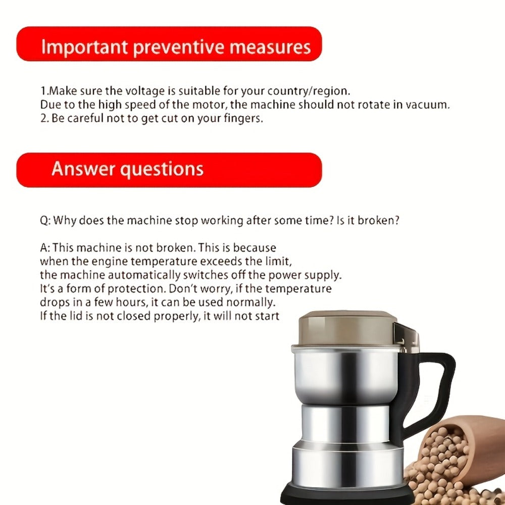 Electric Coffee Grinder 400ml 14oz 4-Blade Stainless Steel 10 Second Quick Grinding for Coffee Beans Spices Nuts Grains Dry Wet Dual Purpose Food Processor 25000 RPM