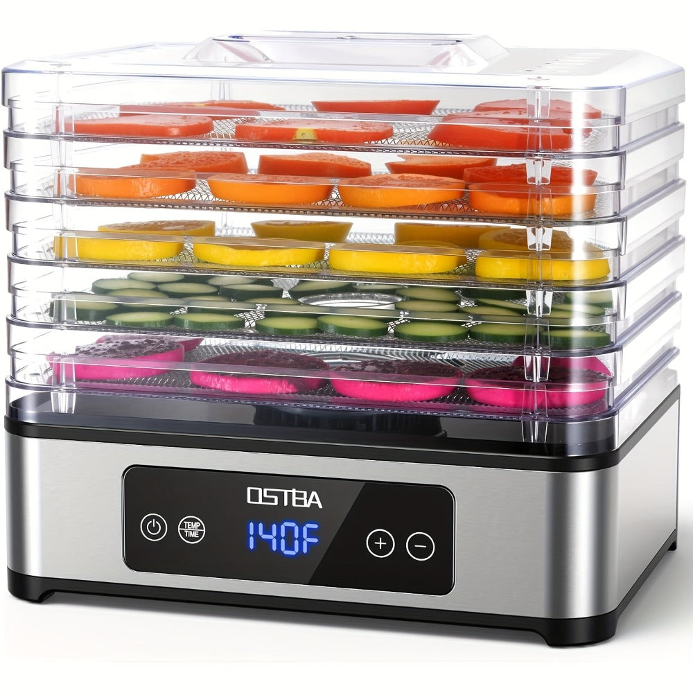Food Dehydrator Machine 5 Stainless Steel Trays 420W with 48-Hour Timer Temperature Control 95-160¡ãF 360¡ã Airflow BPA-Free Dehydrator for Jerky Herbs Meat Fruit Mushrooms with Recipe Book