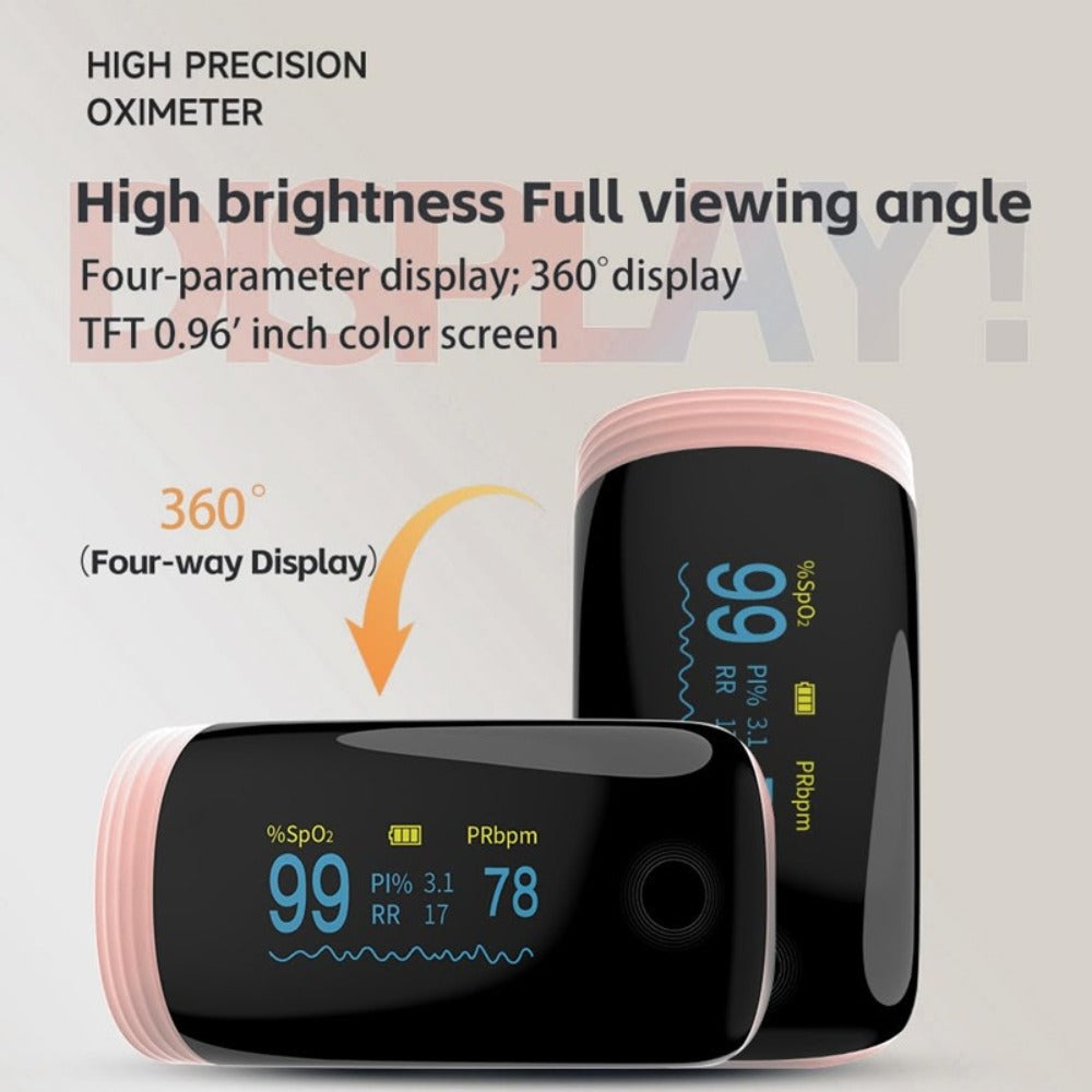 Pulse Oximeter Fingertip - FDA Cleared Rechargeable Blood Oxygen Monitor with SpO2, Pulse Rate, PI & RR, OLED Display, Fast Reading Finger Pulse Oximeter for Home, Sports & Travel Use
