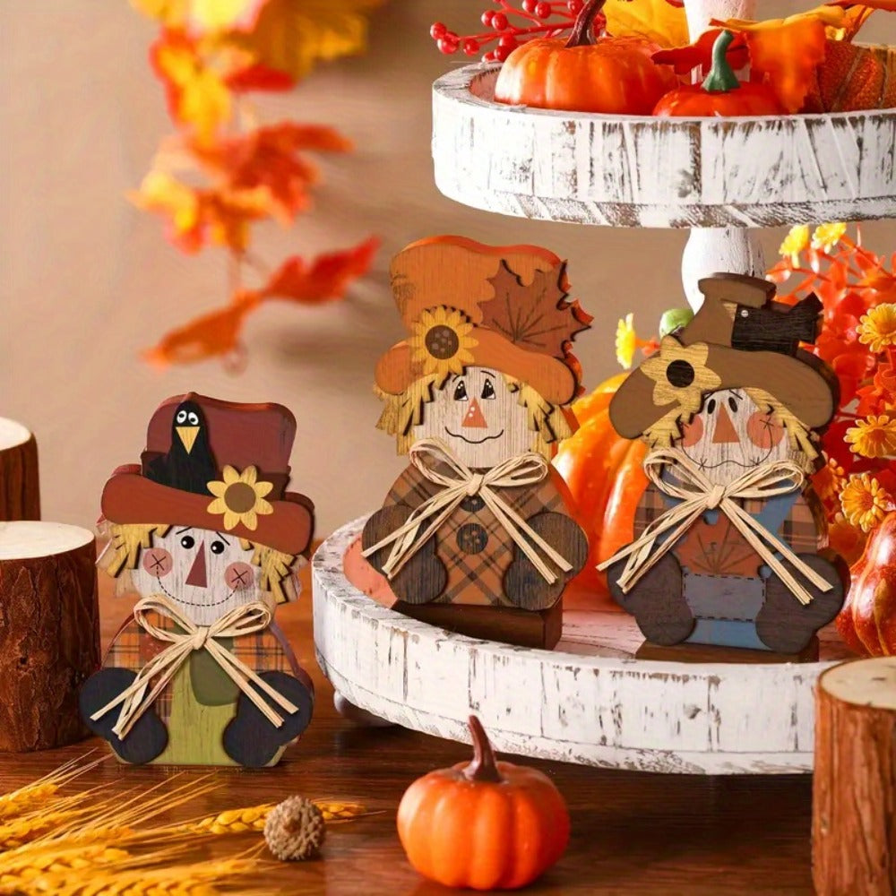 Halloween Autumn Tiered Tray Decor Set 3pcs Rustic Farmhouse Pumpkin Signs