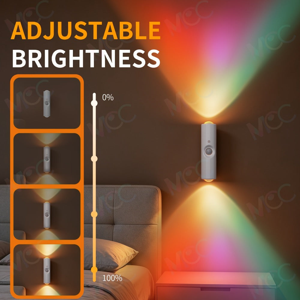 LED Magnetic Night Light Dual Voice & Motion Sensor ¨C 9 Colors Dimmable, 665mAh Battery, Drill-Free Magnetic Install for Hallway, Bedside & Storage Room Ambient Lighting