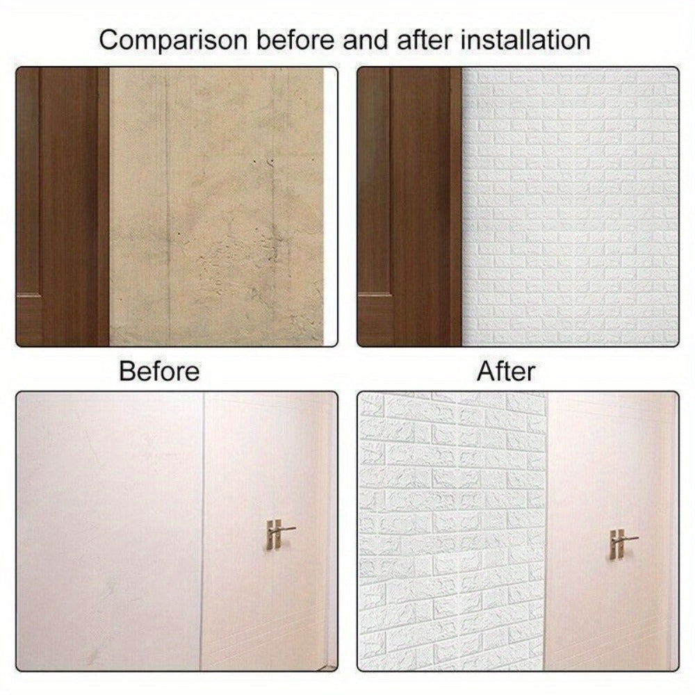 3D Peel and Stick Wood Grain Wallpaper Panels 50/100pcs - Self-Adhesive Waterproof PVC Foam Wall Tiles, Anti-Collision Textured Wall Decor for Bedroom Living Room Kitchen DIY Renovation Cut-to-Fit