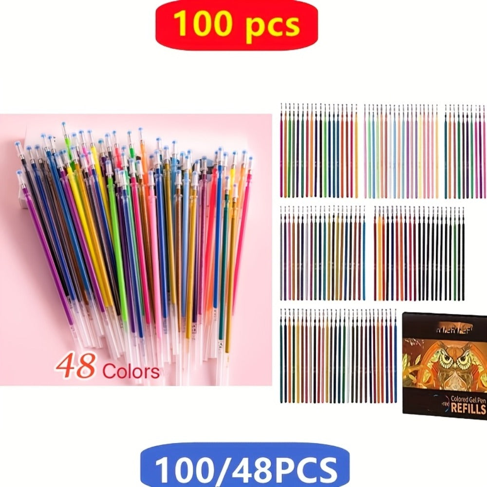 100-Pack Gel Pens Set Mixed Colors - Glitter, Metallic, Fluorescent & Colored Ink Pens for Drawing, Writing & Art Projects | Ages 14+