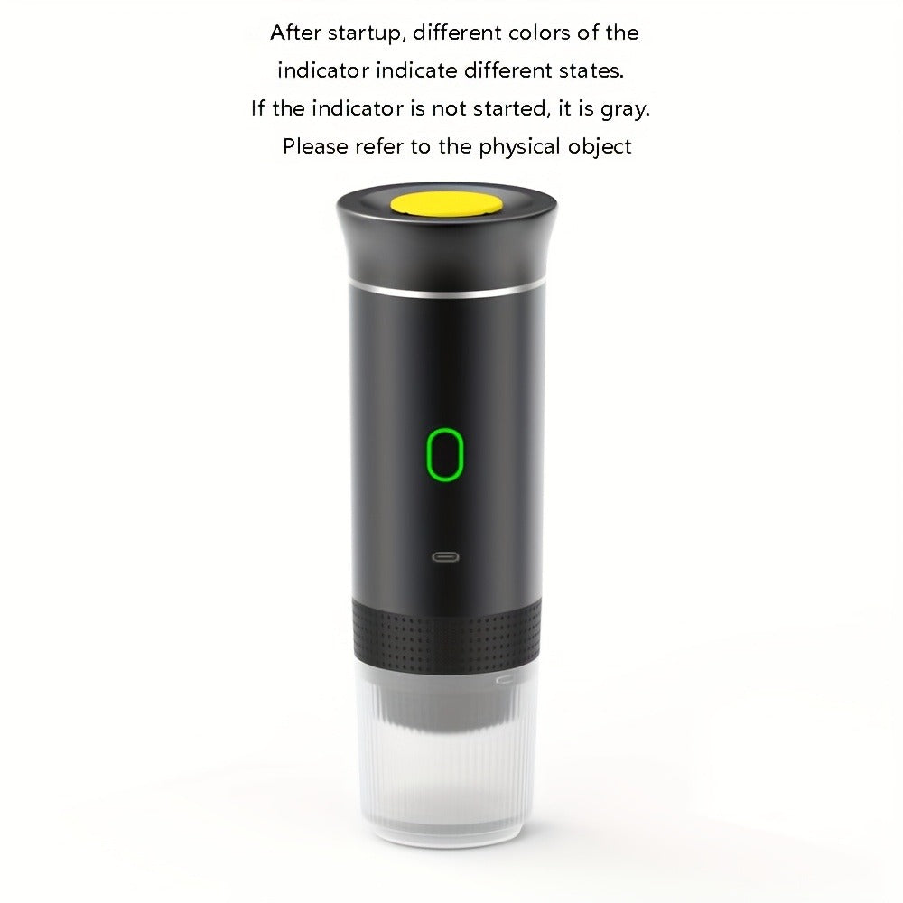 Portable Capsule Coffee Machine USB Rechargeable One-Touch Brewing Compact Automatic Espresso Maker for Travel Office Dorm Room Under 1L Stylish Transparent Design for Coffee Lovers Black White