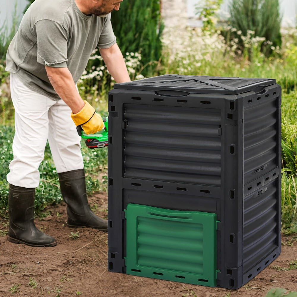 80 Gallon Large Compost Bin Outdoor Tumbler BPA Free Rotating Dual Chamber Composter with Sliding Door for Garden Patio All-Season Fast Working