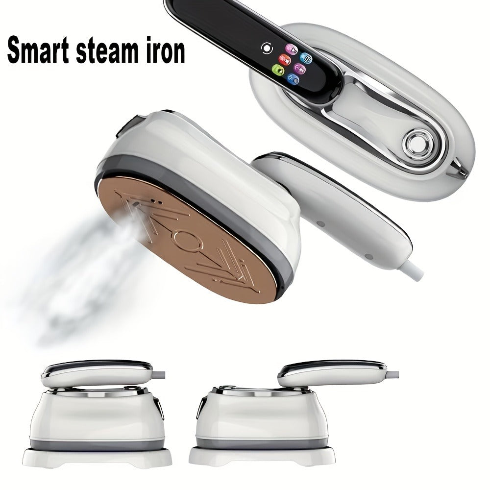 Smart Steam Iron Garment Steamer 2-in-1 1300W 5-Level Touchscreen Self-Cleaning Ceramic Soleplate 160ml Tank 5-Second Steam Horizontal Vertical Portable Home Travel White