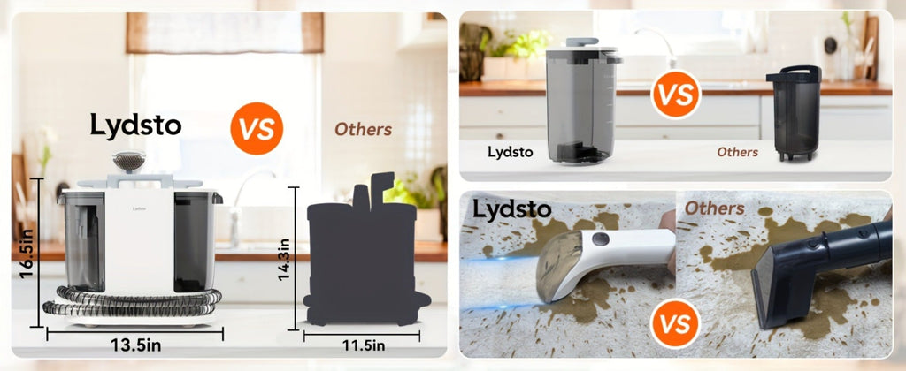 Lydsto Portable Carpet Cleaner 2-in-1 Wash & Dry | 12KPa Suction Fabric Shampooer with Self-Cleaning, 2000ml Tank, Dual Brush Heads ¨C Deep Cleans Sofa, Car Seat & Upholstery