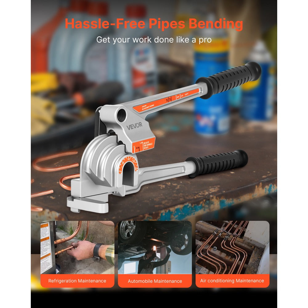 Pipe Tube Bender 3-in-1 Lever Type, Fits 1/4¡± 3/8¡± 1/2¡± O.D. Tubes, 0-180¡ã Bending, Aluminum Alloy Lightweight Portable Tube Bender for Copper Aluminum HVAC Automotive DIY Plumbing Repair