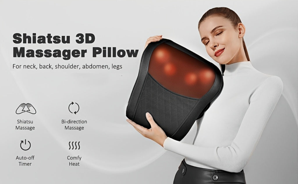 Neck Massager Pillow Heated Acupressure Electric Deep Tissue Kneading for Neck Shoulder Back Leg Muscle Relaxation Gift for Mom Dad Women Men