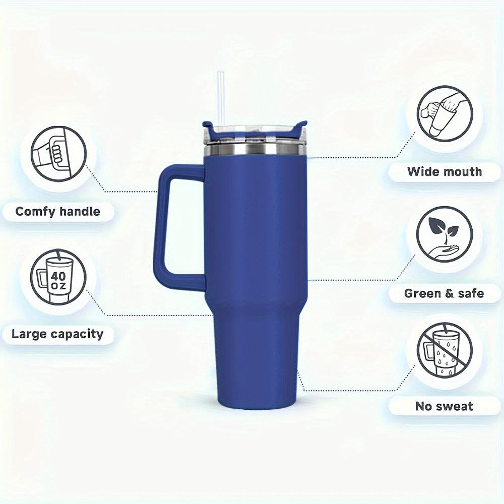 Water Bottle 40oz Stainless Steel with Lid and Straw - Leak Proof Insulated Cold Water Cup for Outdoor Sports Gym Hiking and Travel, Large Capacity Reusable Drink Bottle for Men and Women, Available in 6 Colors
