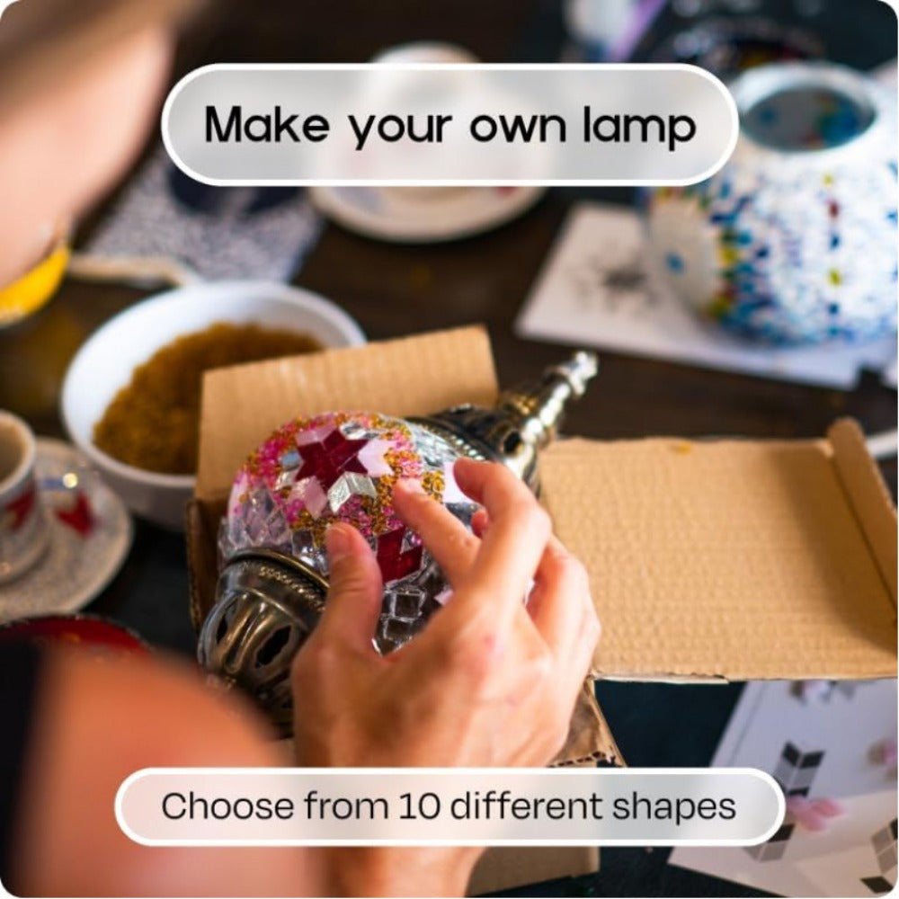 DIY Mosaic Lamp Kit Handmade Glass Table Lamp, Colorful Stained Glass Bedside Night Light with Antique Bronze Base, Decorative Desktop Lamp for Living Room, Bedroom & Home Decor (Multiple Colors)