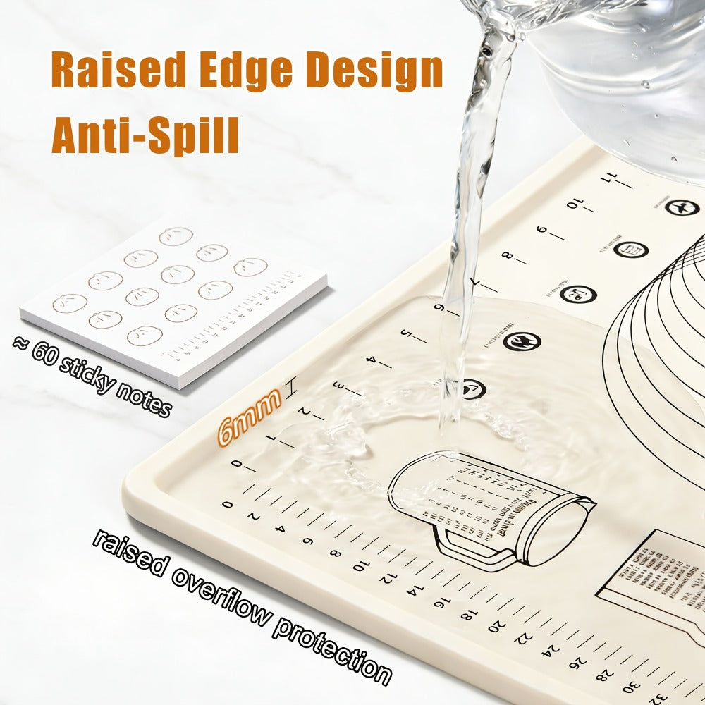 Silicone Baking Mat Set 4pcs, Extra Thick Non-Stick Pastry Mat with Measurement Scales, Non-Slip Dough Kneading Mat, Includes Rolling Pin, Dough Scraper and Storage Bag, Reusable Kitchen Baking Tools
