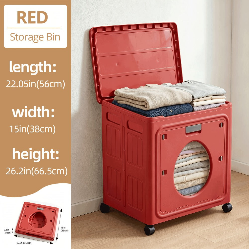 Foldable Storage Box 37 Gallon Flip Top with Visible Window ¨C Large Sturdy Plastic Organizer for Clothes, Bedding & Seasonal Items, Front-Opening Space-Saving Design for Bedroom, Dorm & Under-Bed