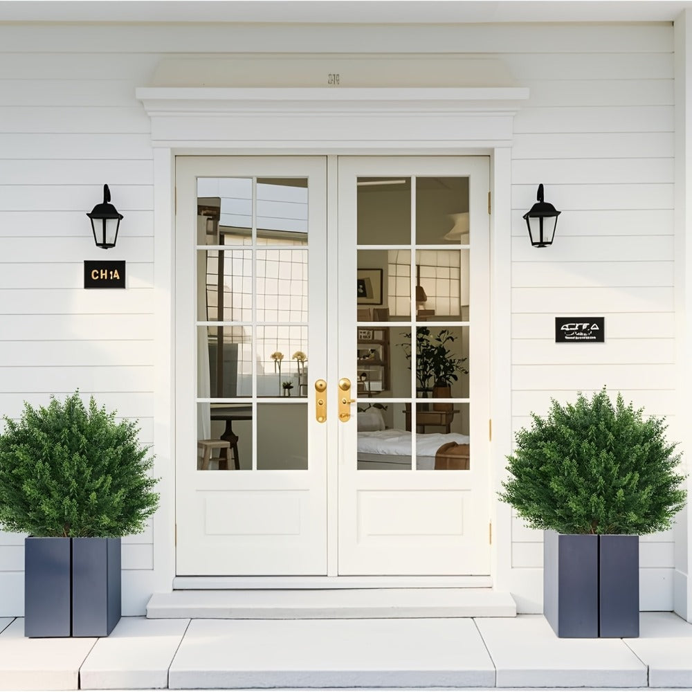 Artificial Topiary Ball Trees for Outdoor & Indoor Decor ¨C UV Resistant Faux Lavender, Azalea & Pansy Shrubs with Ground Spike ¨C Evergreen Fake Plants for Front Porch, Garden & Backyard (Single & 2 Pack)