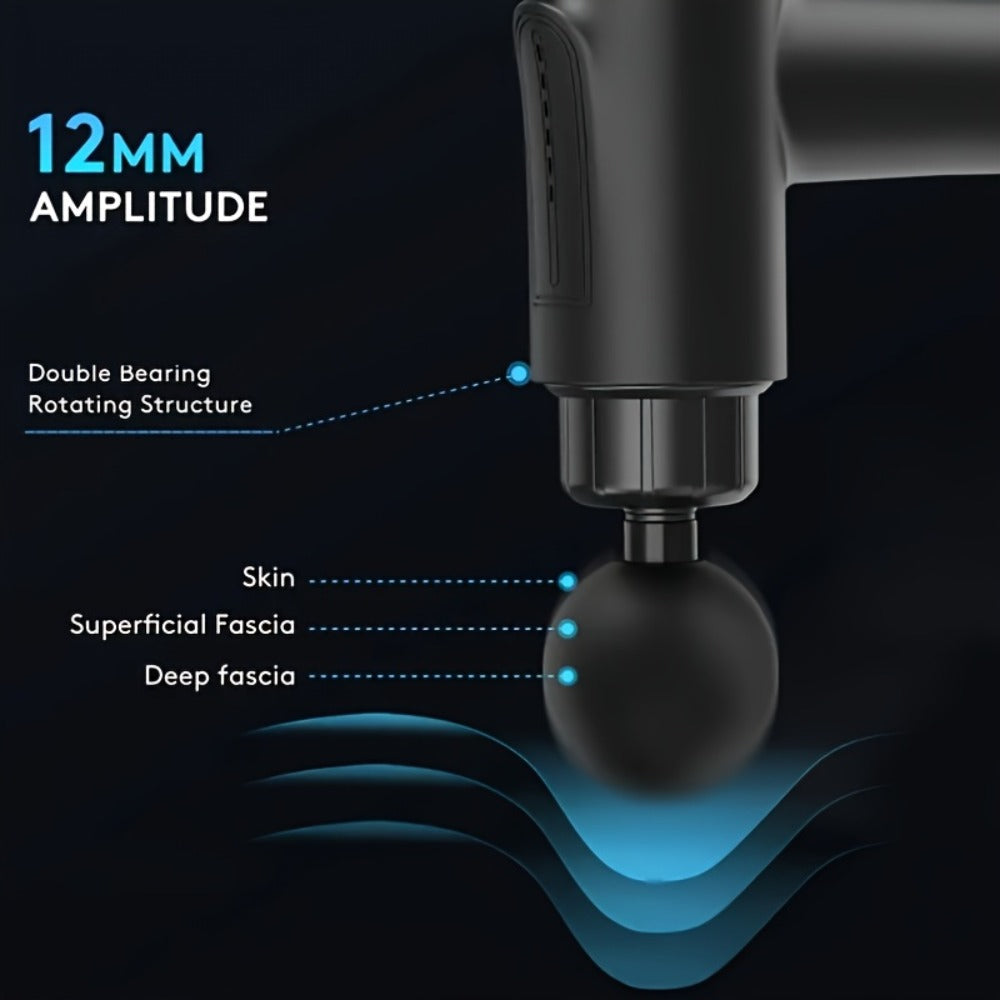 Massage Gun Deep Tissue Percussion Massager ¨C Portable Handheld Electric Body Massager with 4/8 Heads & 6 Speed Settings for Muscle Relaxation & Post-Workout Recovery