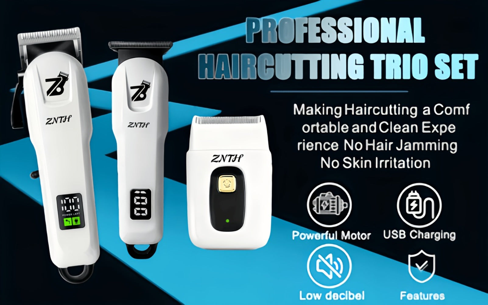 Professional Hair Clipper Kit 9-in-1 Trimmer for Haircut Bald Head Shaving LCD Display USB Fast Charge Long Battery Stainless Steel Blade 4 Guide Combs for Home Barbershop