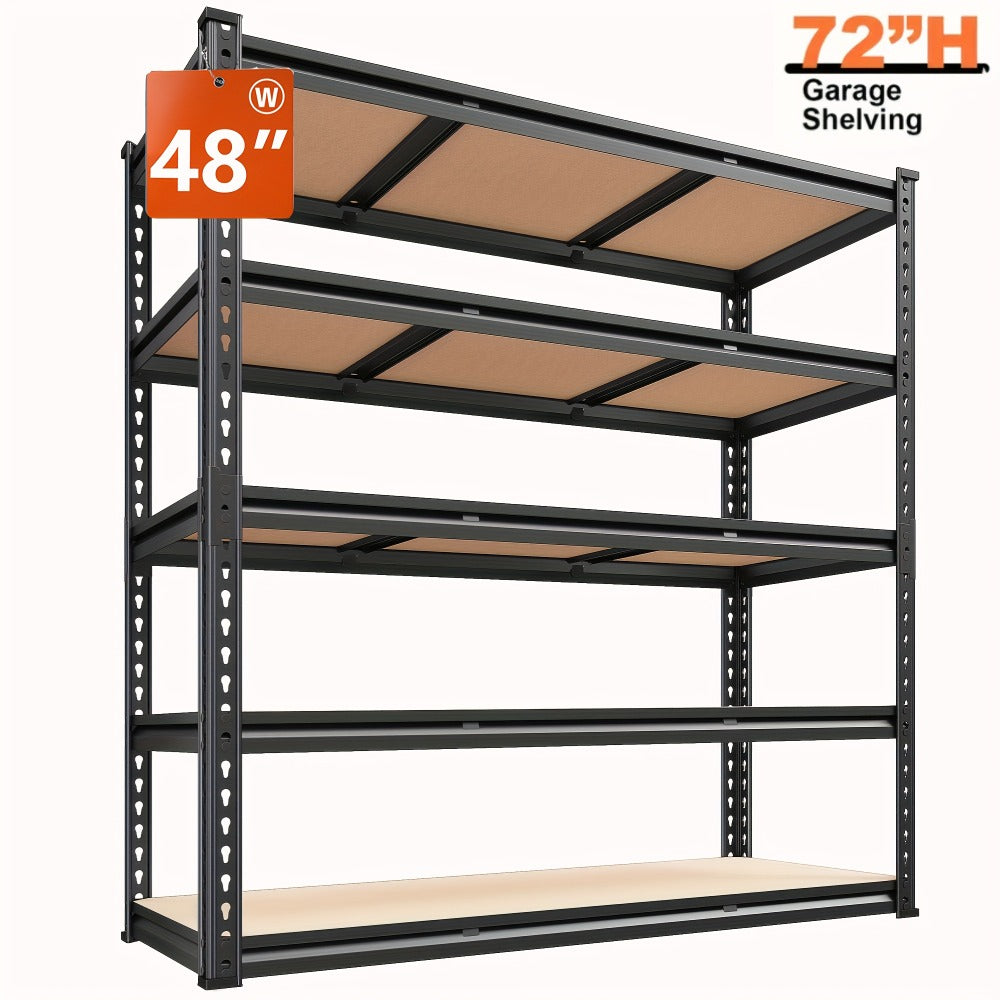 Heavy Duty Garage Shelving 5-Tier Metal Storage Shelves 3020LBS Capacity Adjustable Steel Shelf Unit for Garage Basement Warehouse Easy Assembly Black Silver