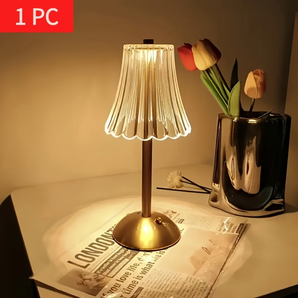 Crystal LED Table Lamp Vintage USB Rechargeable 3 Color Dimmable Touch Control Bedside Night Light for Bedroom Living Room Office Reading Relaxation Ambiance Modern Desk Lamp 1pc or 2pcs