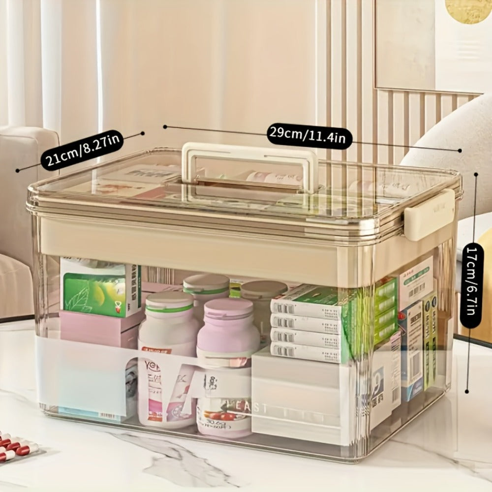 Medicine Storage Box Pill Organizer Multi-Layer Plastic with Handle Large Capacity First Aid Storage Container for Home Travel Office Medicine Cabinet Organizer