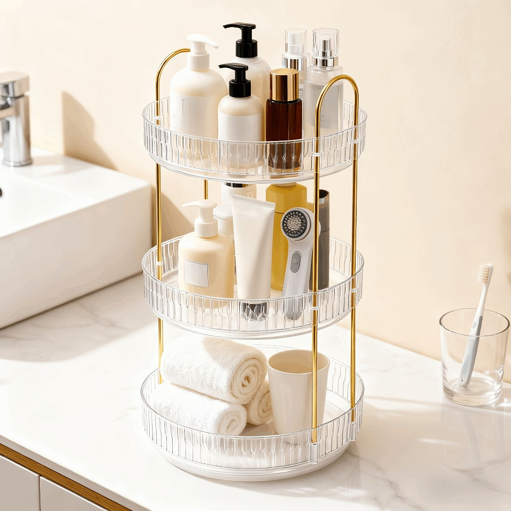 360 Rotating Makeup Organizer Skincare Storage Rack - Multi-Layer Detachable Cosmetic Organizer for Perfume, Lipstick, Skincare, Desktop Vanity Organizer for Bathroom & Bedroom