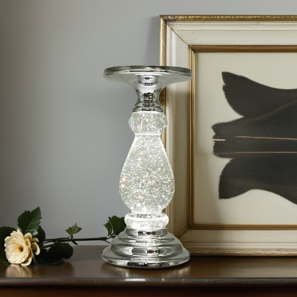 LED Candle Holder Swirling Acrylic Water Lantern Pedestal Candlestick Table Centerpiece for Wedding Party Birthday Anniversary Christmas Housewarming Gift Silvery Golden
