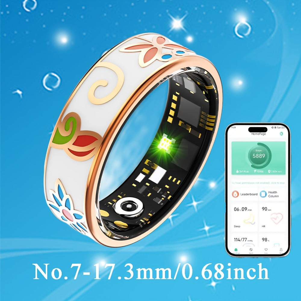 Women's Smart Ring Fitness & Sleep Tracker ¨C Step, Distance & Calorie Monitor, IP68 Waterproof, Bluetooth 5.3, iOS & Android, Elegant Daily Accessory, Gift for Mom & Girlfriend