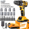Impact Drill Set 21V Cordless with Drill Bit Accessories, Toolbox & Charger ¨C Heavy Duty Wireless Impact Wrench Drill, 2AH / 4AH Battery Options, for Car Repair, Construction & Heavy-Duty DIY Projects