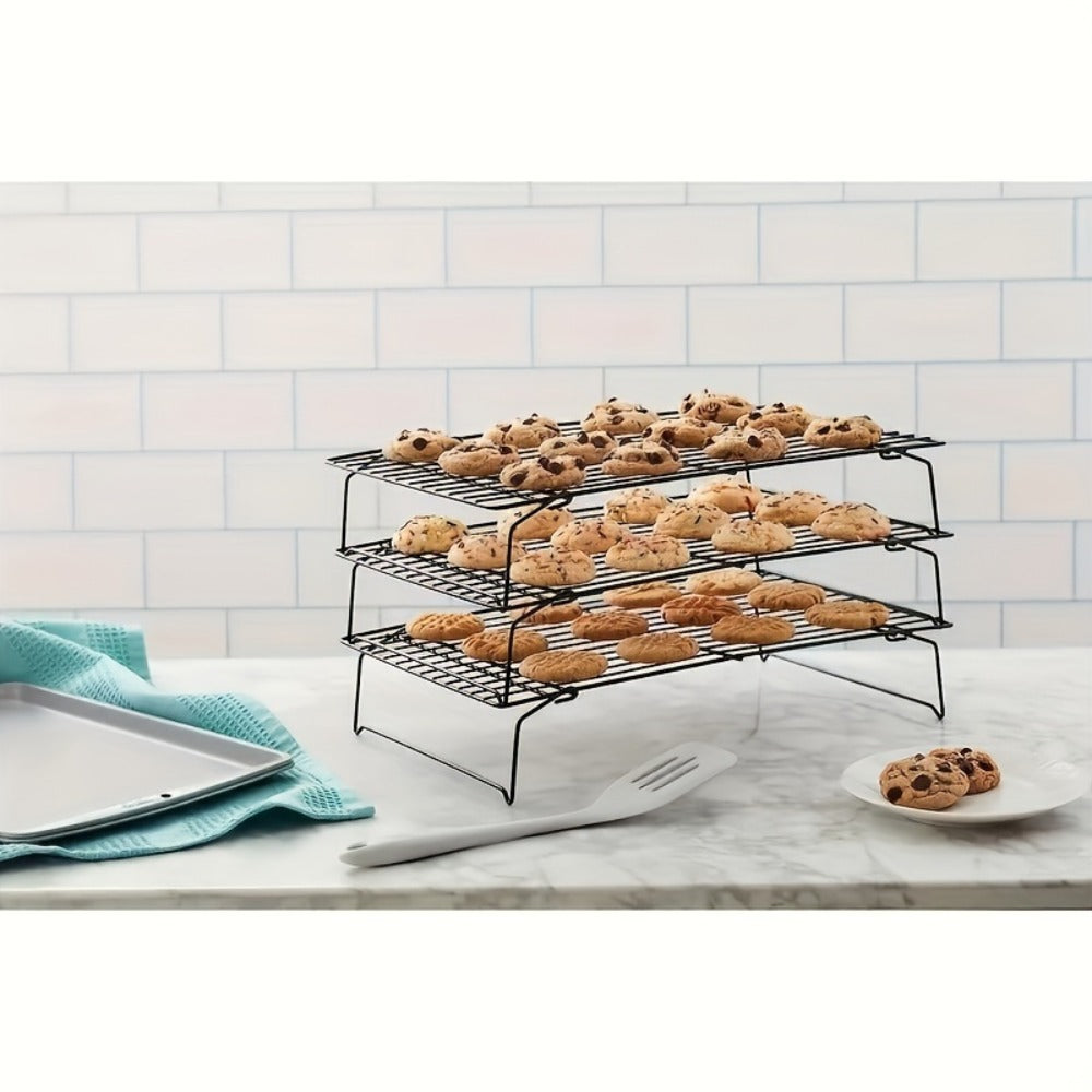 Cooling Rack for Baking Set of 3 Collapsible Stackable Wire Rack Oven Safe Stainless Steel Cookie Cooling Rack Kitchen Baking Rack for Cake Bread Cookies Roasting Air Frying
