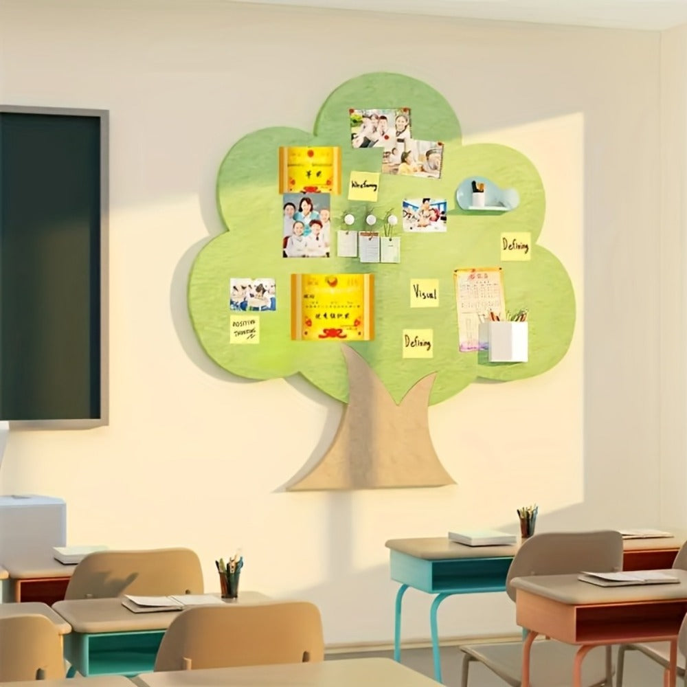Felt Wall Organizer Tree Shape Memo Board 23.6x23.6 Inch Self-Adhesive - Decorative Felt Board for Home, Office, Kitchen & Bathroom | No Tools Needed Easy Install Wall Decor Bulletin Board