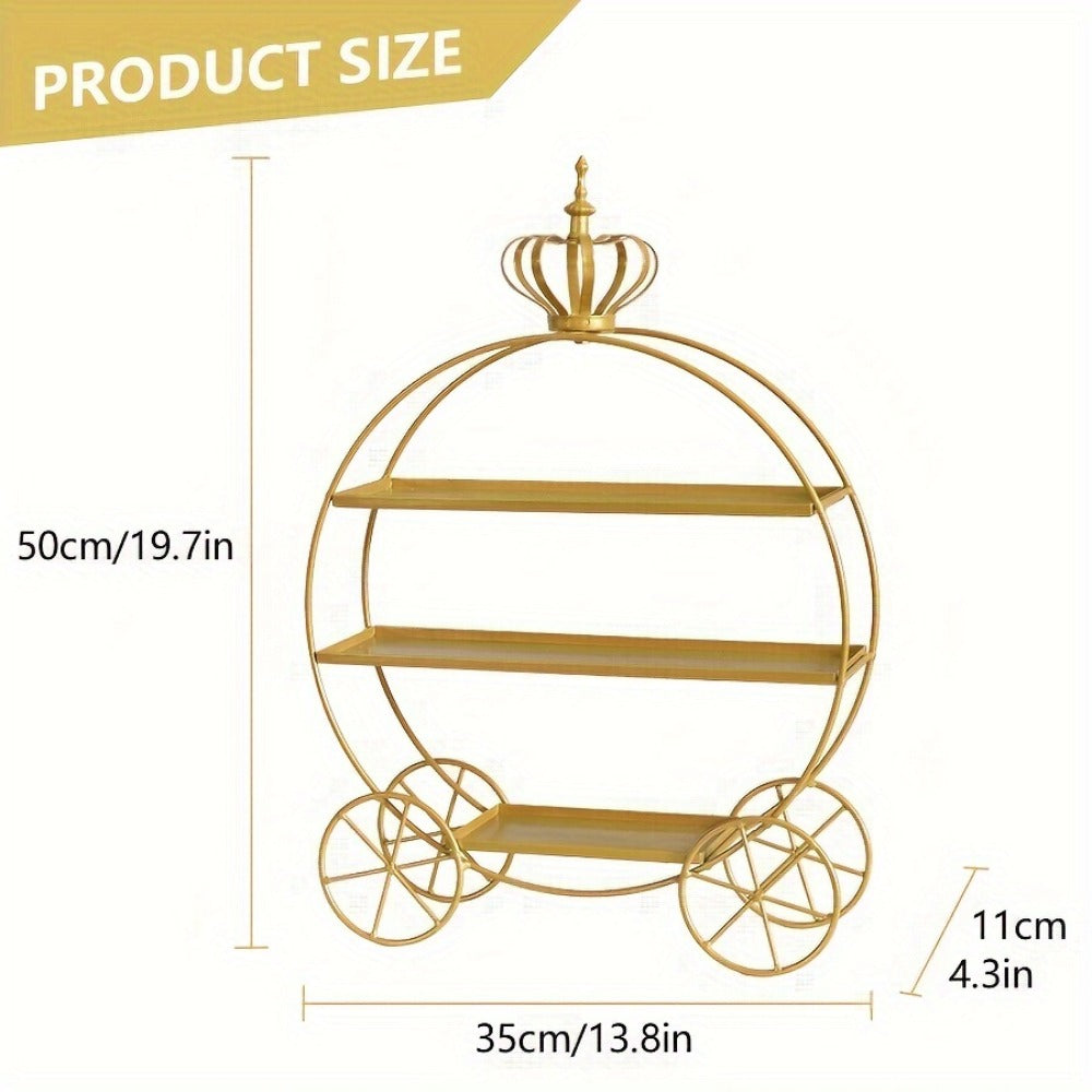Cupcake Stand Gold Round Dessert Display Tower with Crown Handles | Tiered Biscuit Tray & Bottle Milk Storage Rack for Wedding Decoration Birthday Party Bridal Shower Afternoon Tea Table Centerpiece