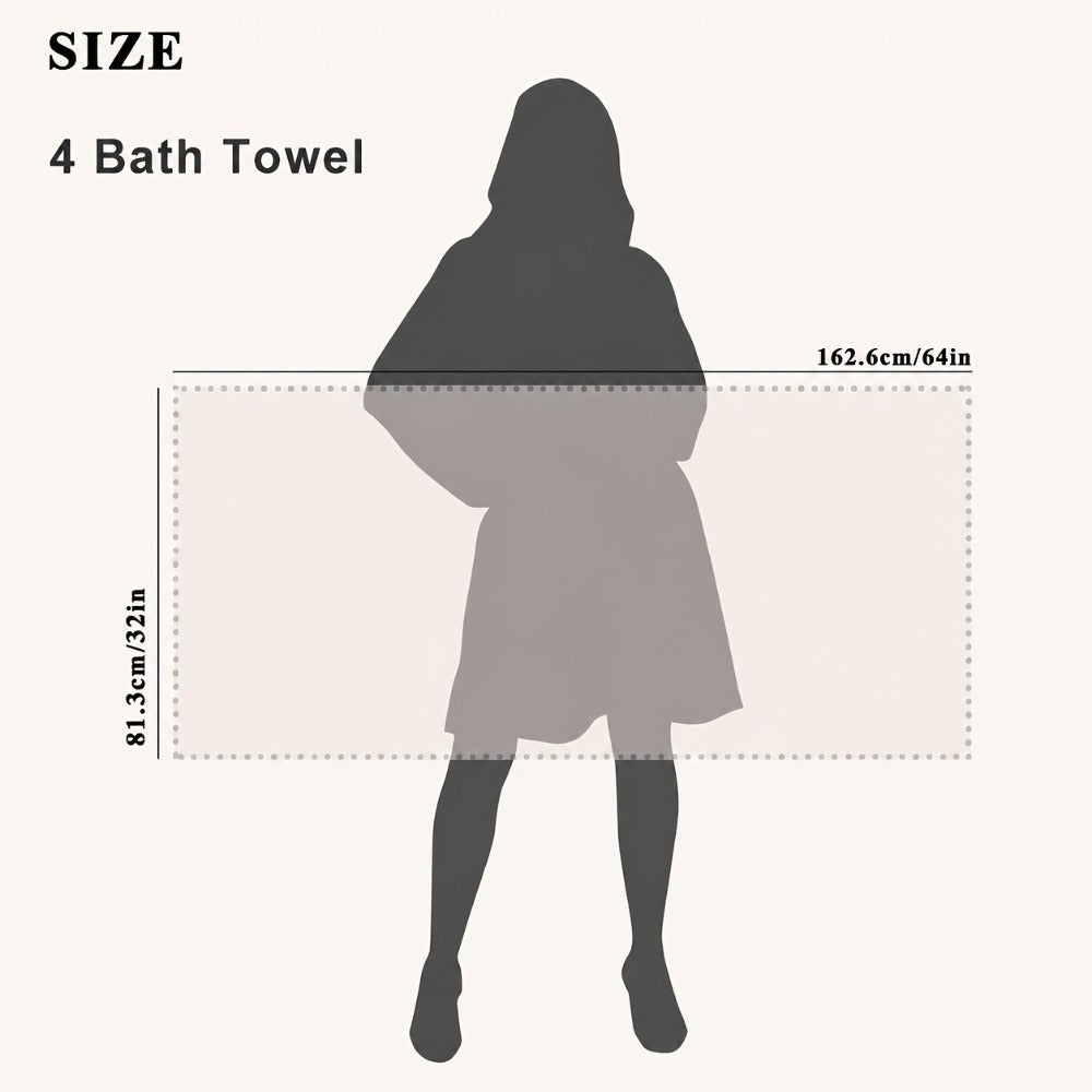 Oversized Bath Towel Set 800GSM 32x64 Inch Extra Large Microfiber - Ultra Soft Quick Dry Striped Spa Grade | Single or 4pcs Random Color | Beige White Light Blue Dark Gray | Modern Coastal Home Gift